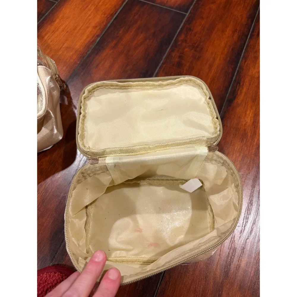 Bundle 4 Clear Cosmetic‎ Bag Set Tan  Makeup Toiletry Organizer Pouch Travel